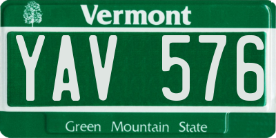 VT license plate YAV576