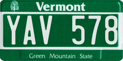VT license plate YAV578
