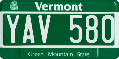 VT license plate YAV580