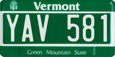 VT license plate YAV581