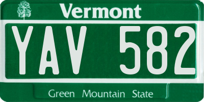 VT license plate YAV582