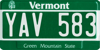 VT license plate YAV583