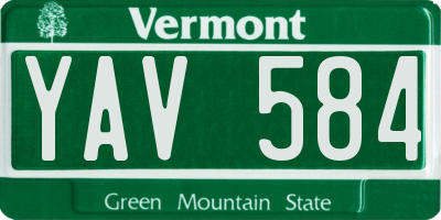 VT license plate YAV584