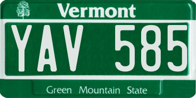 VT license plate YAV585