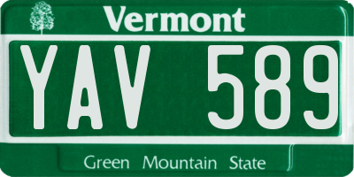 VT license plate YAV589