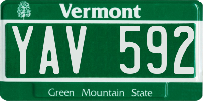 VT license plate YAV592