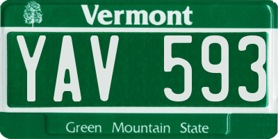 VT license plate YAV593
