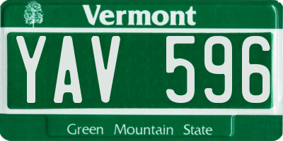 VT license plate YAV596