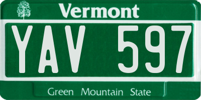 VT license plate YAV597