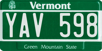 VT license plate YAV598