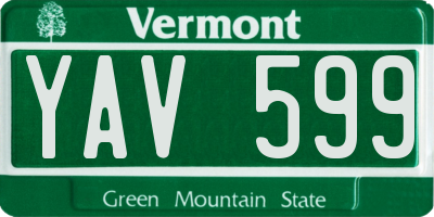 VT license plate YAV599