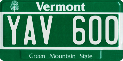 VT license plate YAV600