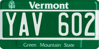 VT license plate YAV602