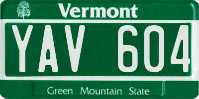 VT license plate YAV604