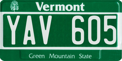 VT license plate YAV605