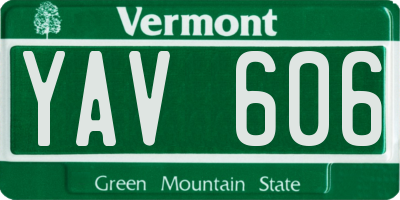 VT license plate YAV606