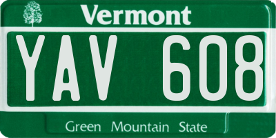 VT license plate YAV608