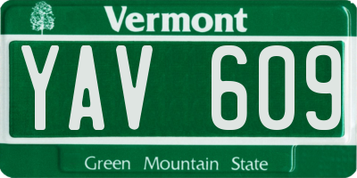 VT license plate YAV609