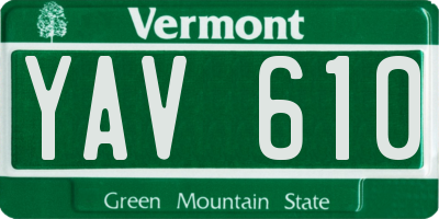 VT license plate YAV610