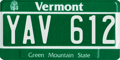 VT license plate YAV612