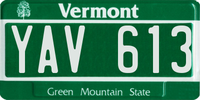 VT license plate YAV613