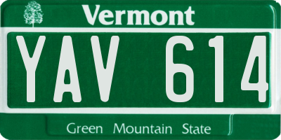 VT license plate YAV614