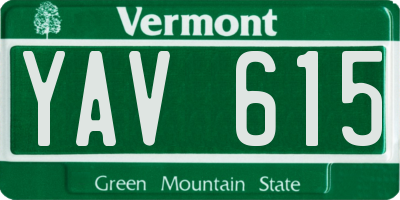 VT license plate YAV615