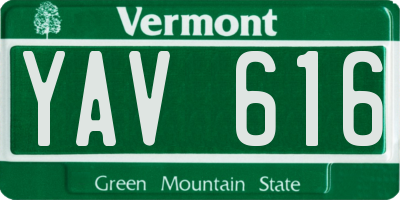 VT license plate YAV616