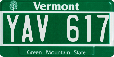 VT license plate YAV617
