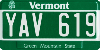 VT license plate YAV619