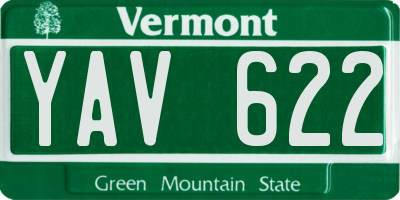 VT license plate YAV622