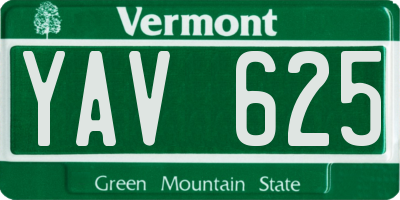 VT license plate YAV625