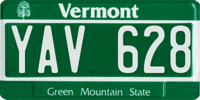 VT license plate YAV628
