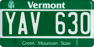 VT license plate YAV630