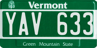 VT license plate YAV633