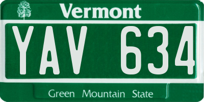 VT license plate YAV634