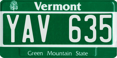 VT license plate YAV635