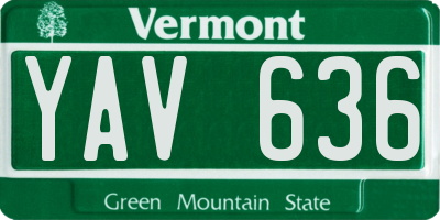 VT license plate YAV636