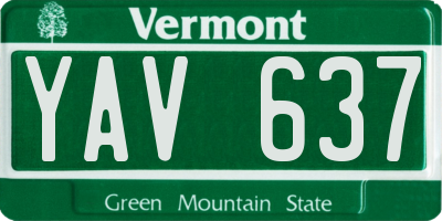 VT license plate YAV637
