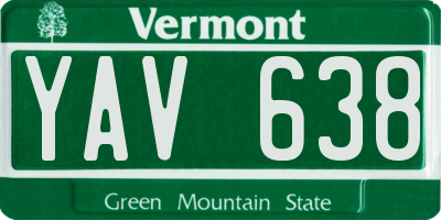 VT license plate YAV638