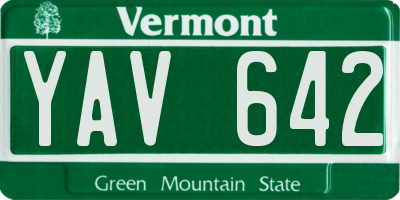 VT license plate YAV642