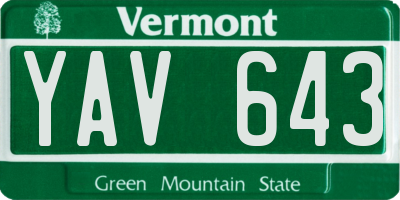 VT license plate YAV643
