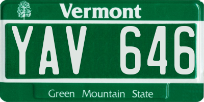 VT license plate YAV646