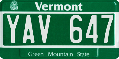 VT license plate YAV647