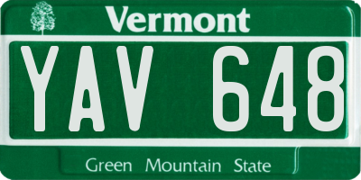 VT license plate YAV648