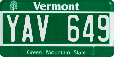 VT license plate YAV649