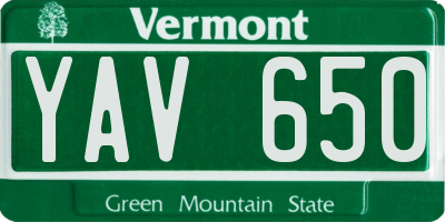 VT license plate YAV650