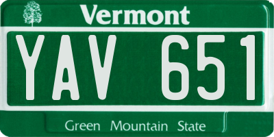 VT license plate YAV651