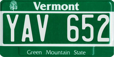 VT license plate YAV652