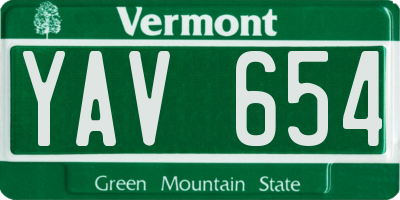 VT license plate YAV654